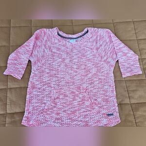 ROXY Girl Ligh Weight Pink& White Sweater Sz 10